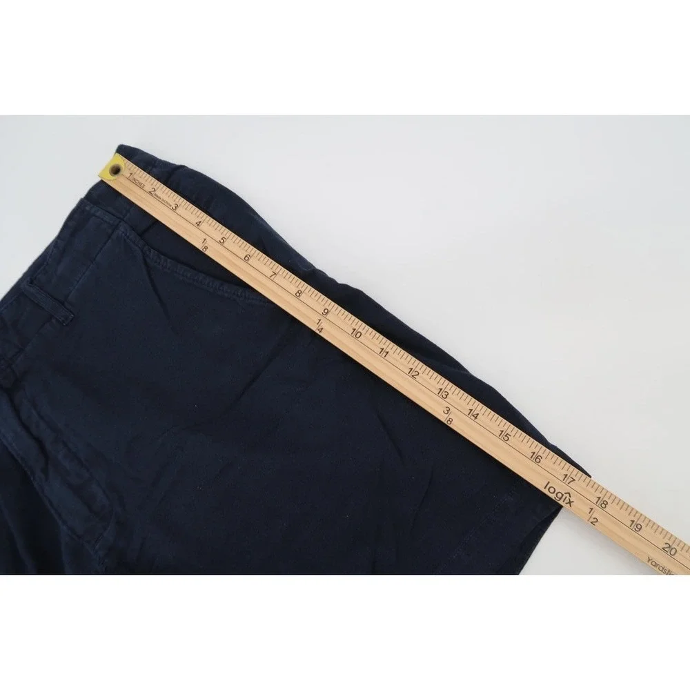 Abercrombie & Fitch Chino Shorts Mens 36 Navy Blue Linen Blend Flat Front 7